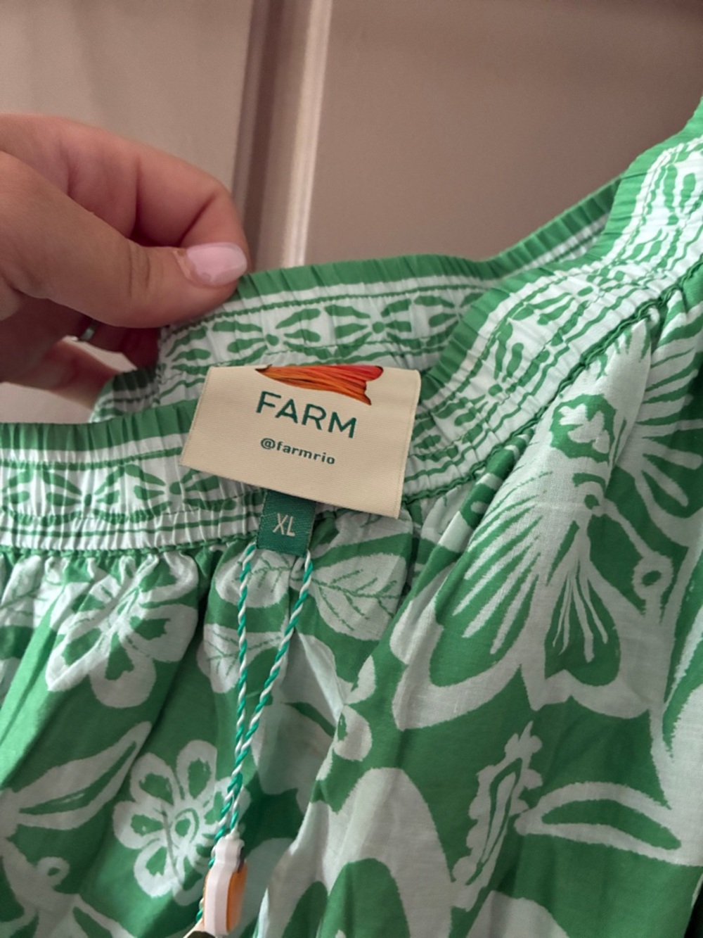 FARM Rio Green and White One-Shoulder Maxi Dress - Picture 3 of 3
